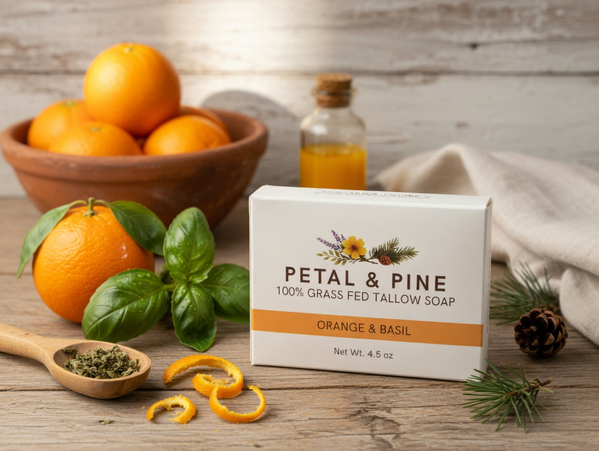 Grass-Fed Beef Tallow Soap (Orange & Basil)